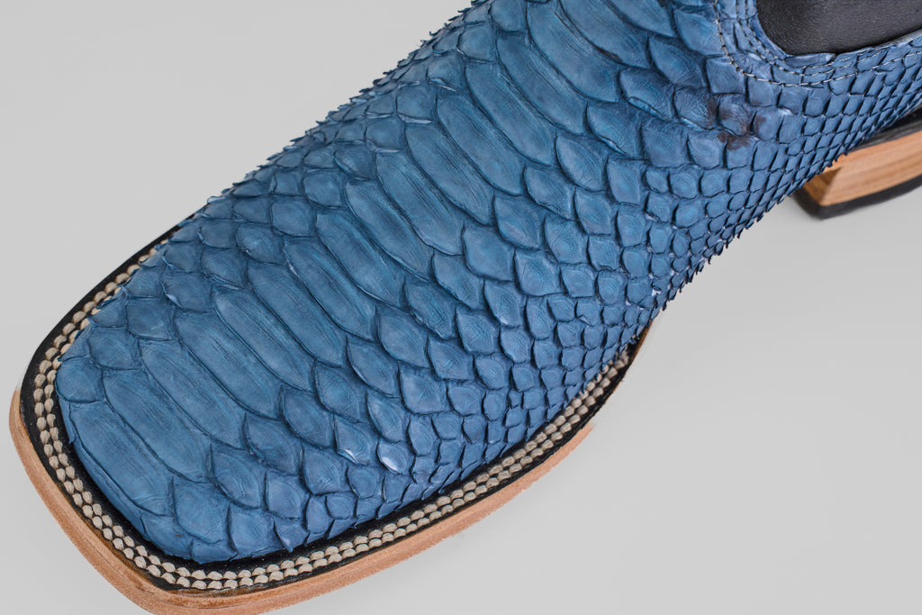 Tanner Python Boots– Dark Denim – Square Toe (PN30)