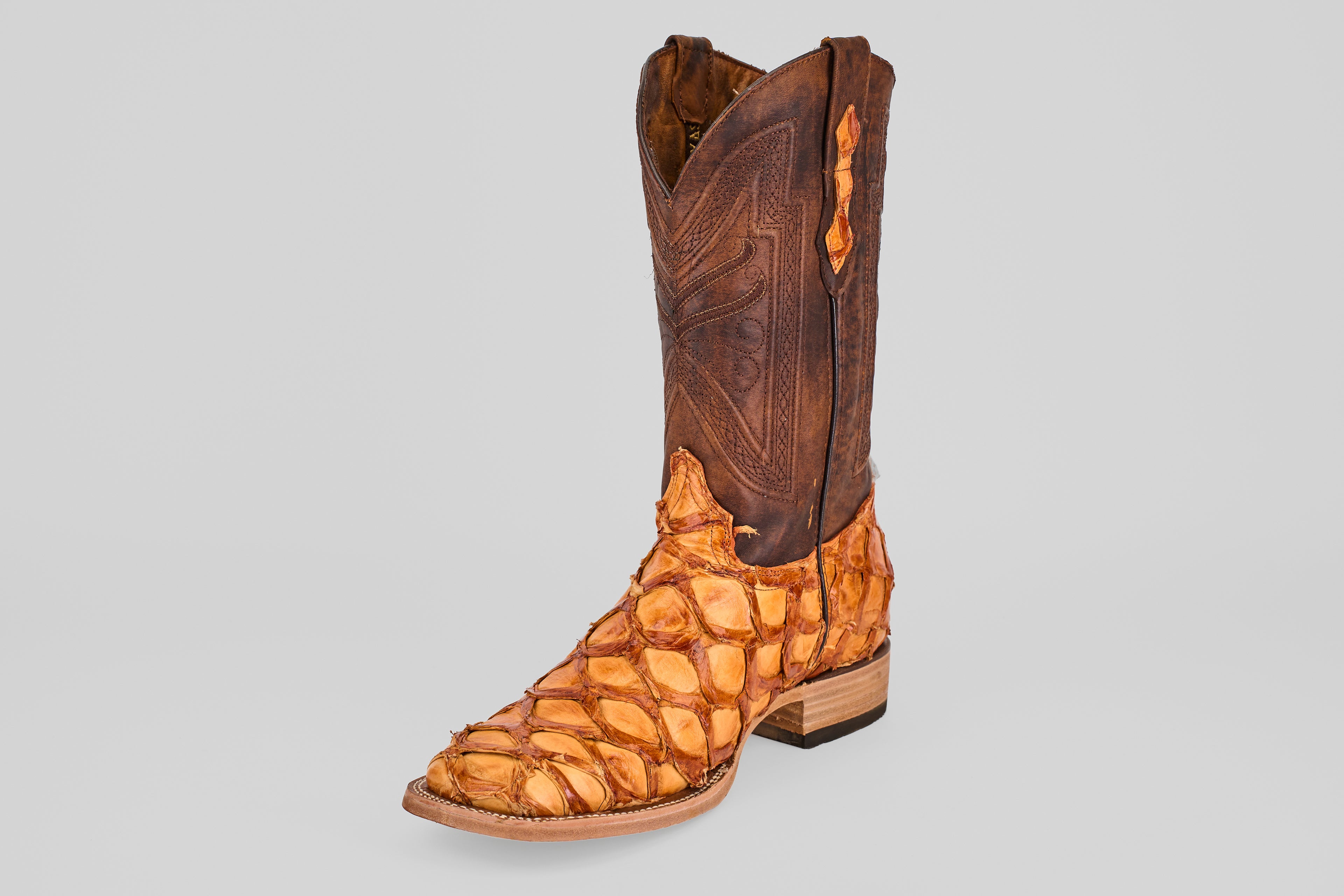 Connor Pirarucu Fish Boots - Brandy - Square Toe (PZ60)