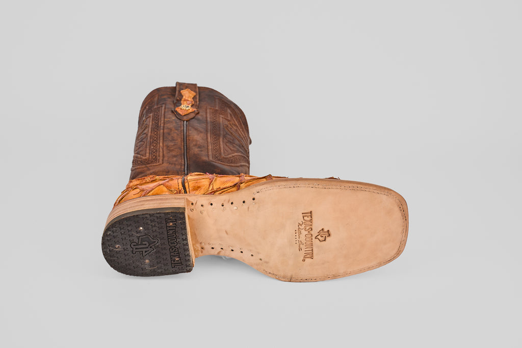 Connor Pirarucu Fish Boots - Brandy - Square Toe (PZ60)