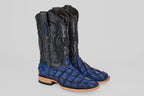 Connor Pirarucu Fish Boots - Dark Blue - Square Toe (PZ60)