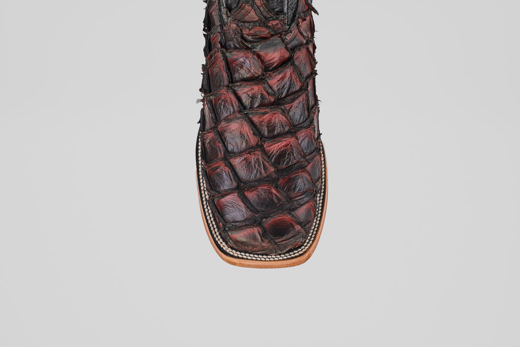 Connor Pirarucu Fish Boots - Red - Square Toe (PZ60)