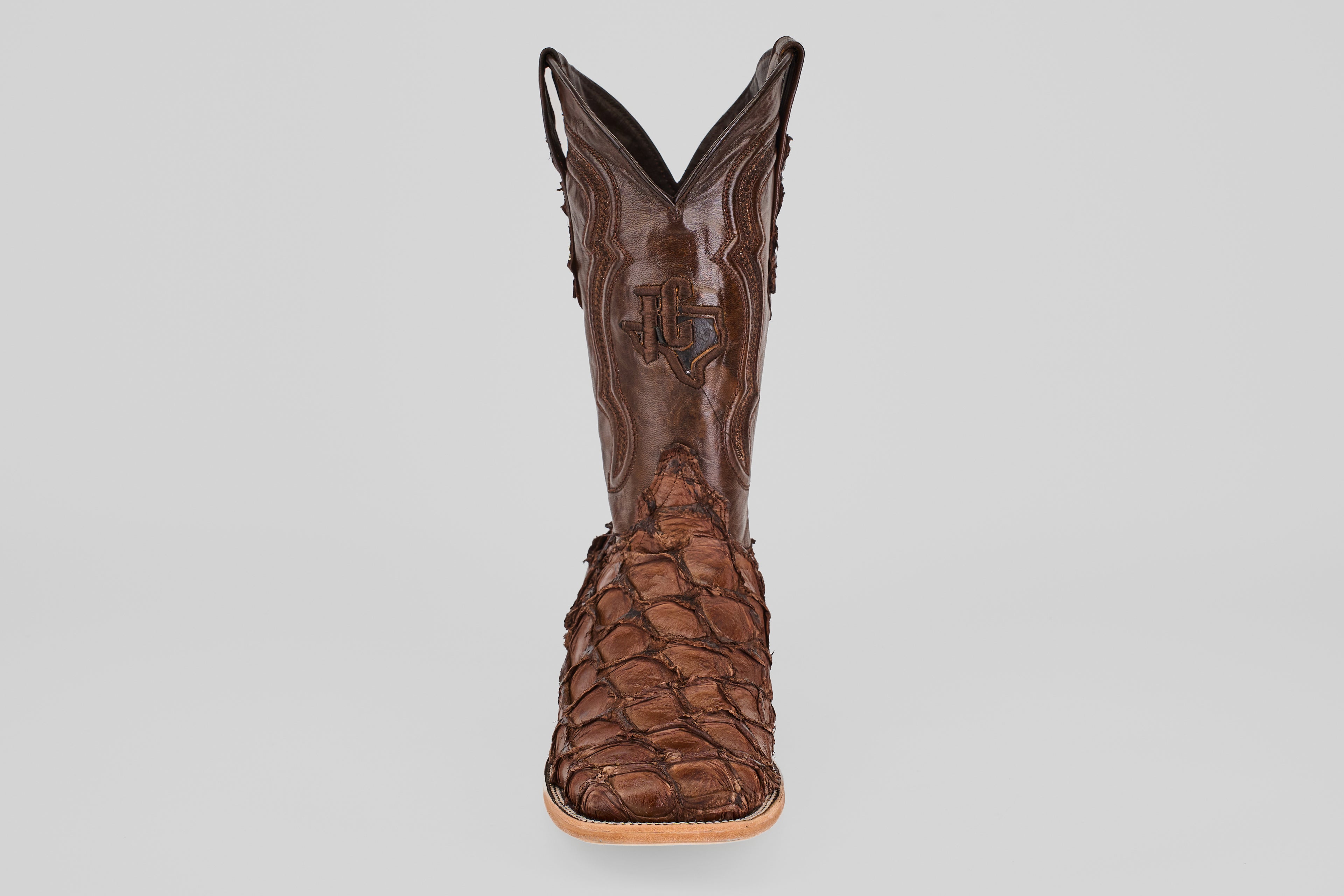 Connor Pirarucu Fish Boots- Brown - Square Toe (PZ60)