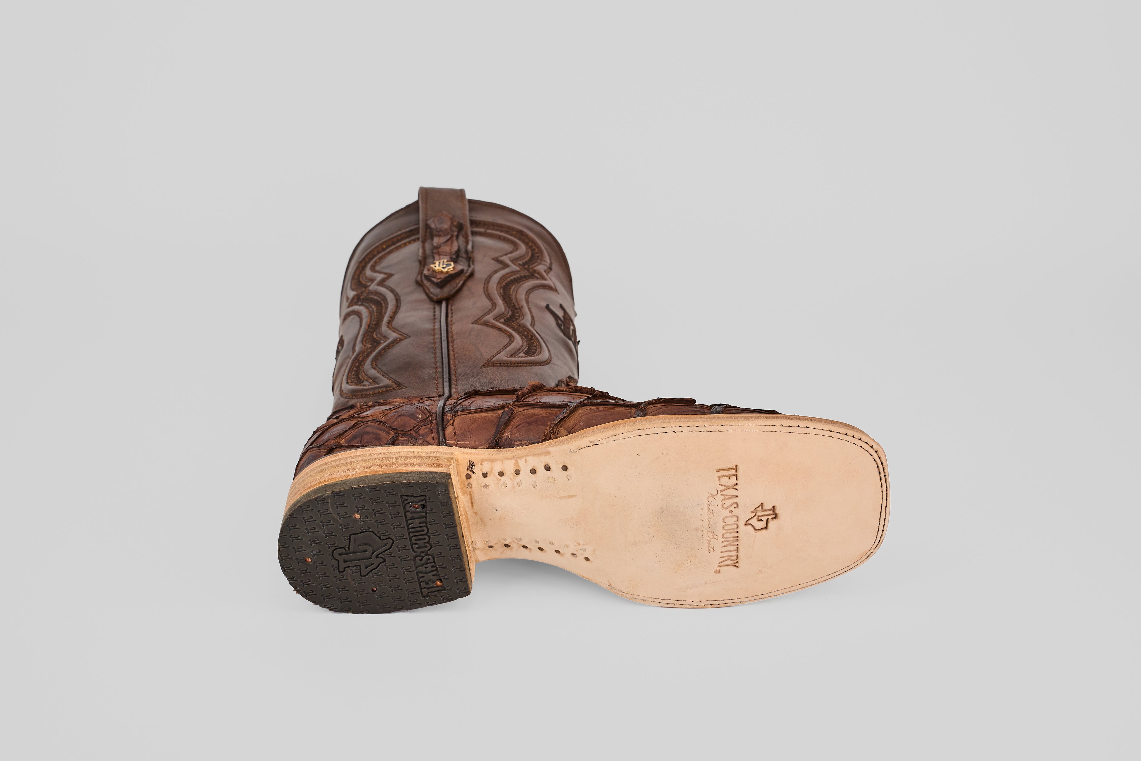 Connor Pirarucu Fish Boots - Matte Brown - Square Toe (PZ60)