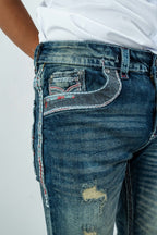 Men's Western Boot Cut Light Wash Denim Jeans (RS-016)
