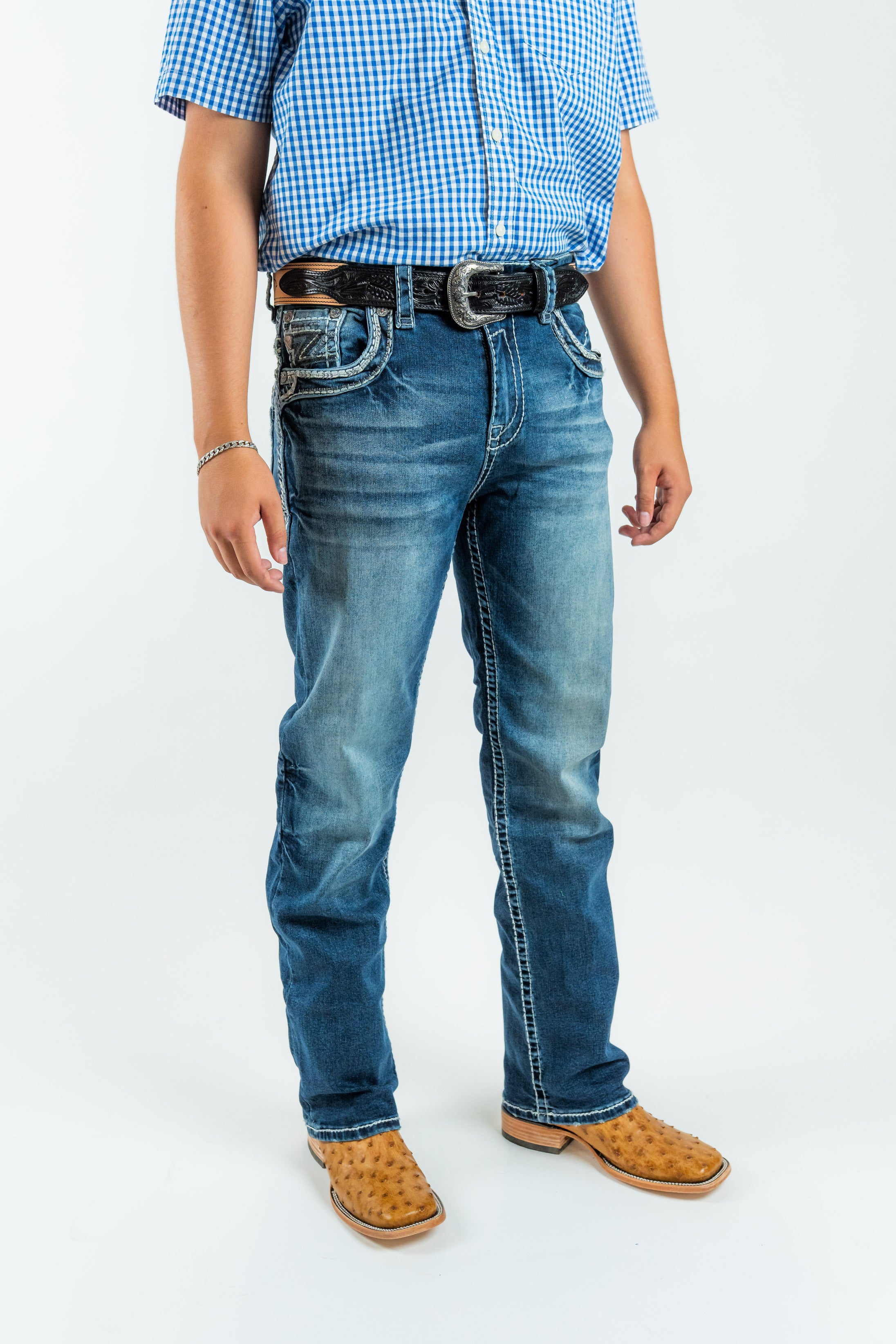 Western Blue - Men's Straight Leg Denim Jeans (WJ2363)