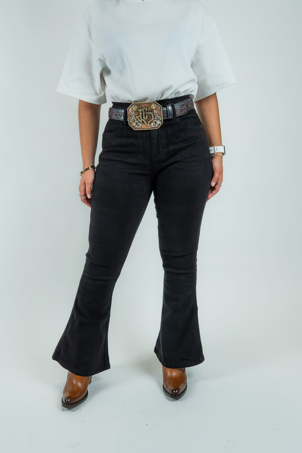 Western Blue - Women's High-Rise Flare Dark Denim Jeans (W2372-PB)