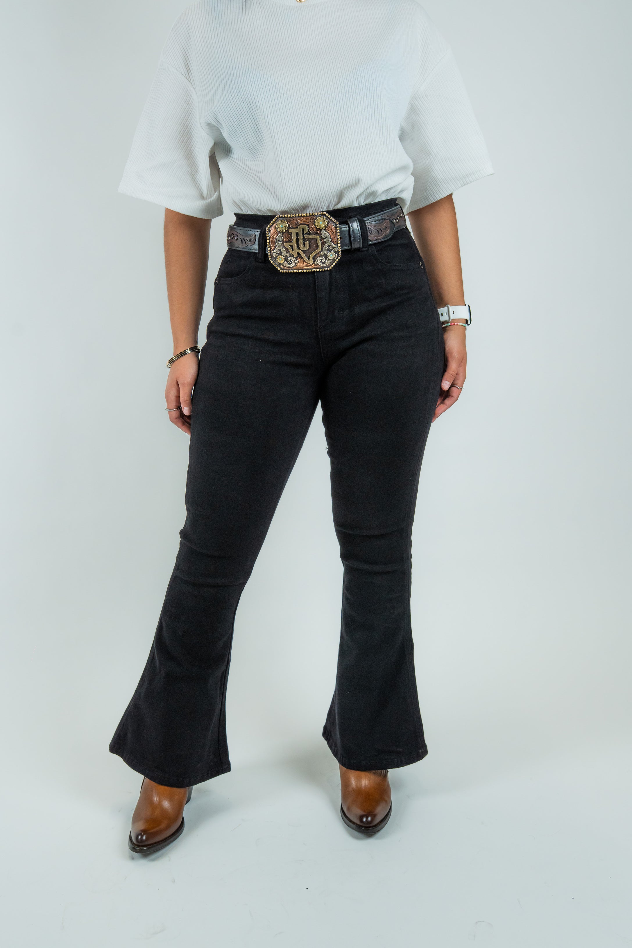 Western Blue - Women's High-Rise Flare Dark Denim Jeans (W2372-PB)
