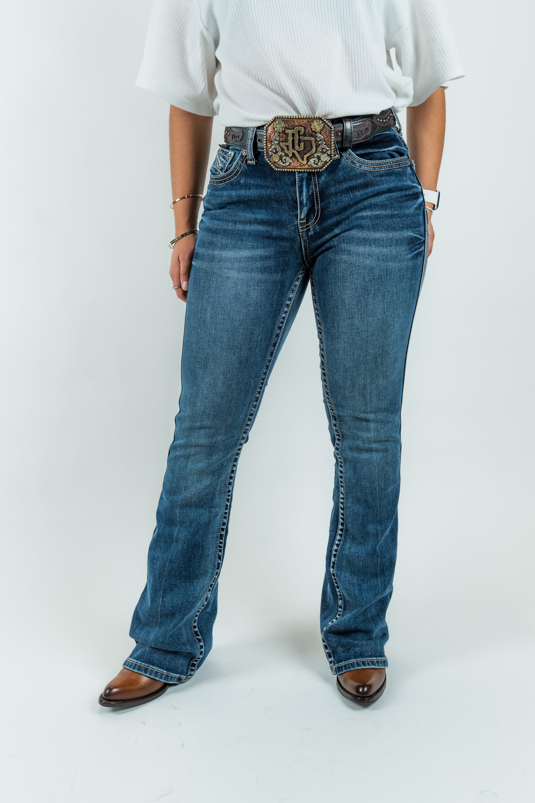 Western Blue - Women's Boot Cut Denim Jeans (W243-PB33)