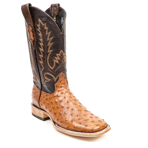 Austin Ostrich Boots- Light Brandy - Square Toe (AV20)