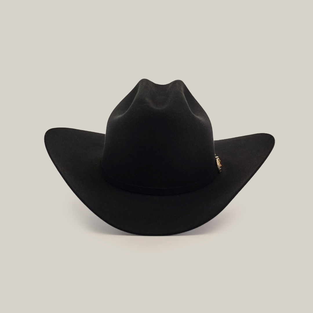 The 500X Superior Black is a classic black cowboy hat, featuring a wide brim and high crown, epitomizing premium Western headwear against a white background.