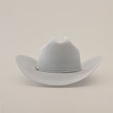 A light gray 6X Real Platinum Larry Mahan cowboy hat with a wide brim and subtle crease, set against a plain white background.