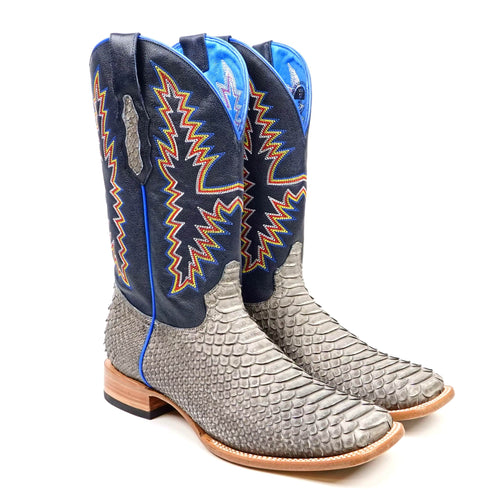Texas Country Mens Diamond Collection Braxton Python Boots - Matte Gray - Square Toe